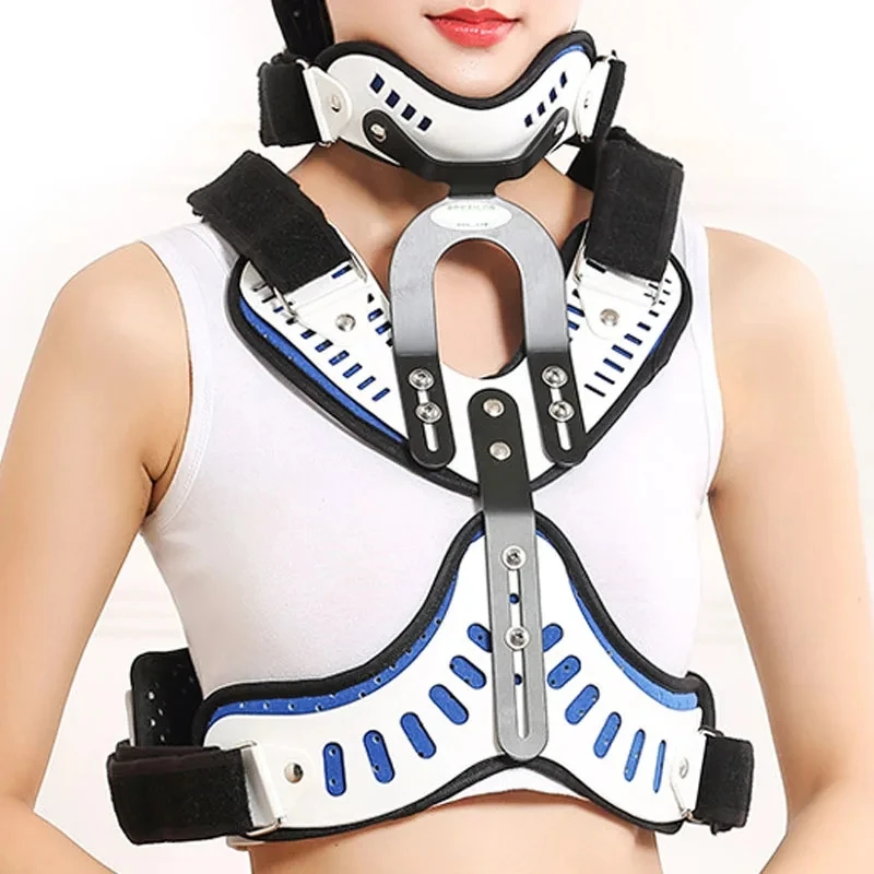 

A Suit Of Adjustable Medical Cervical Thoracic Orthosis Support Brace -Head Neck Chest Fixed Brace Traction-Stabilizes Vertebrae