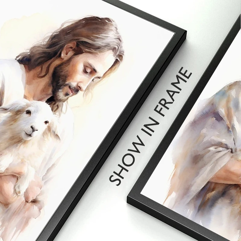 Black and White Jesus Faith Cross on Hill Poster Print Canvas Painting Modern Religious Wall Art HD Picture for Room Home Decor
