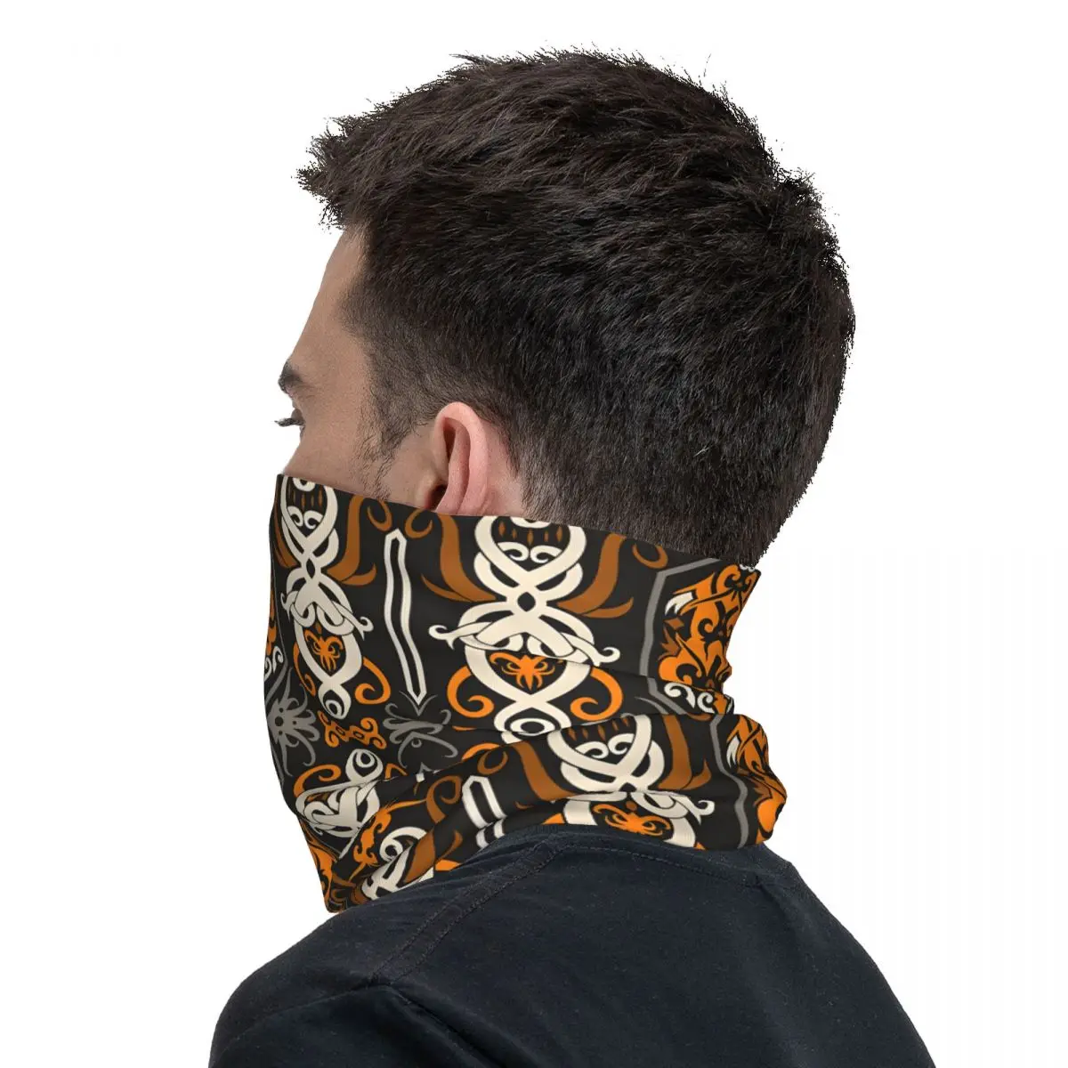 Dayak-Bandana blanc à motif ethnique pour adulte, écharpe multi-usage, vêtements de sauna, pêche, unisexe, hiver