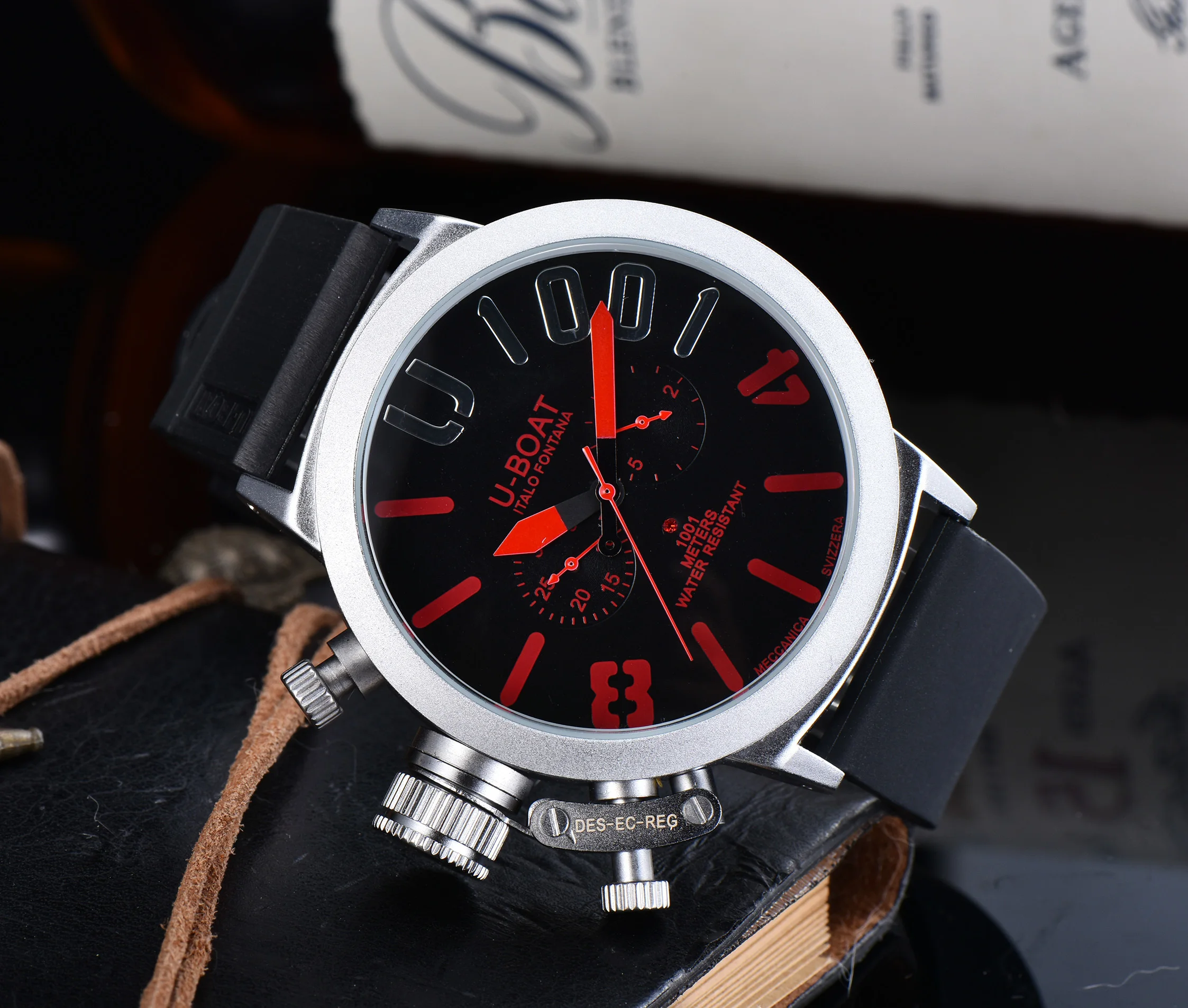 U-BOAT Italo Fontana Quartz Chronograph Watch Men's 44mm Silicone