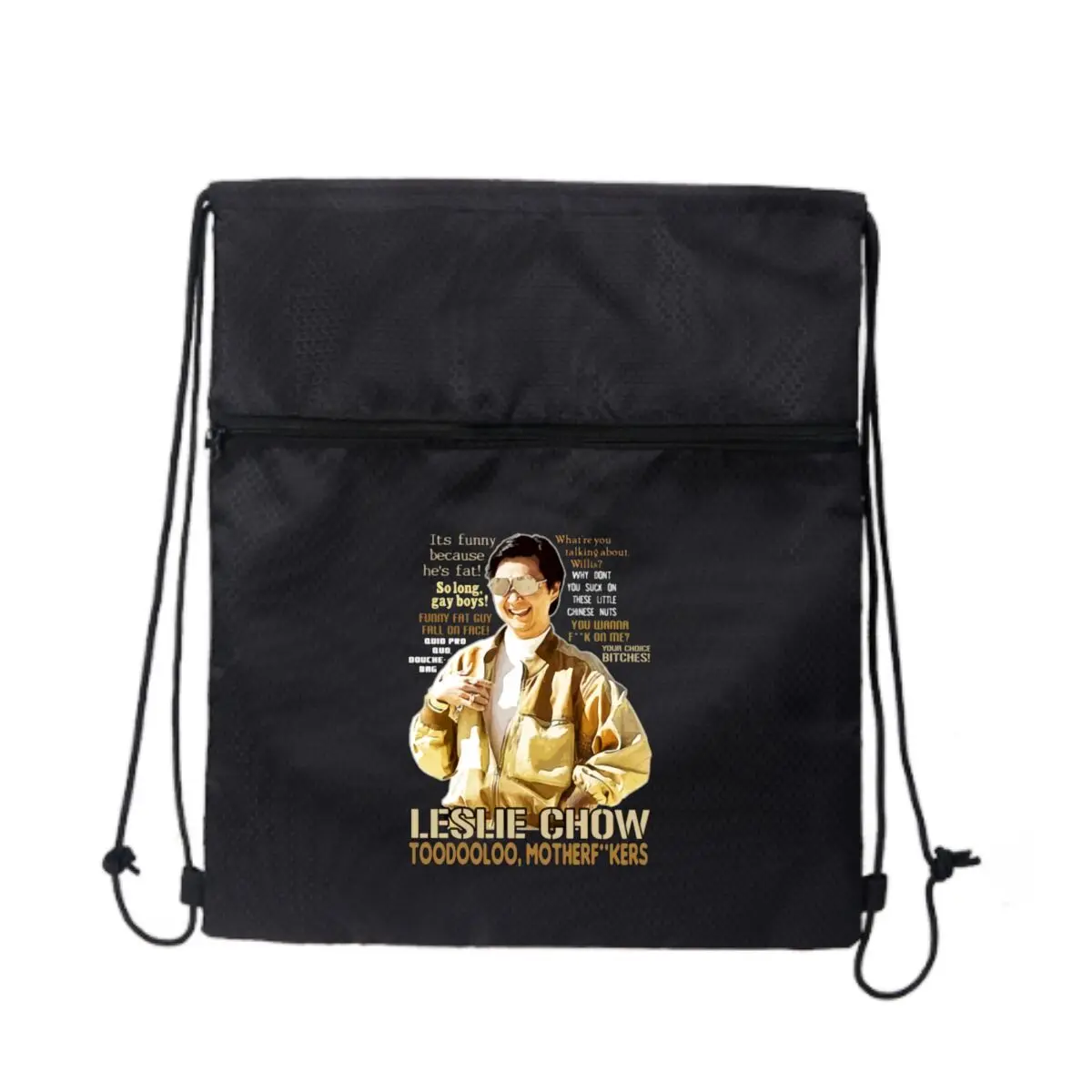 

Leslie Chow Quote Collage Text Art Streetwear Сумка на молнии на шнурке: смелые принты для городского стиля