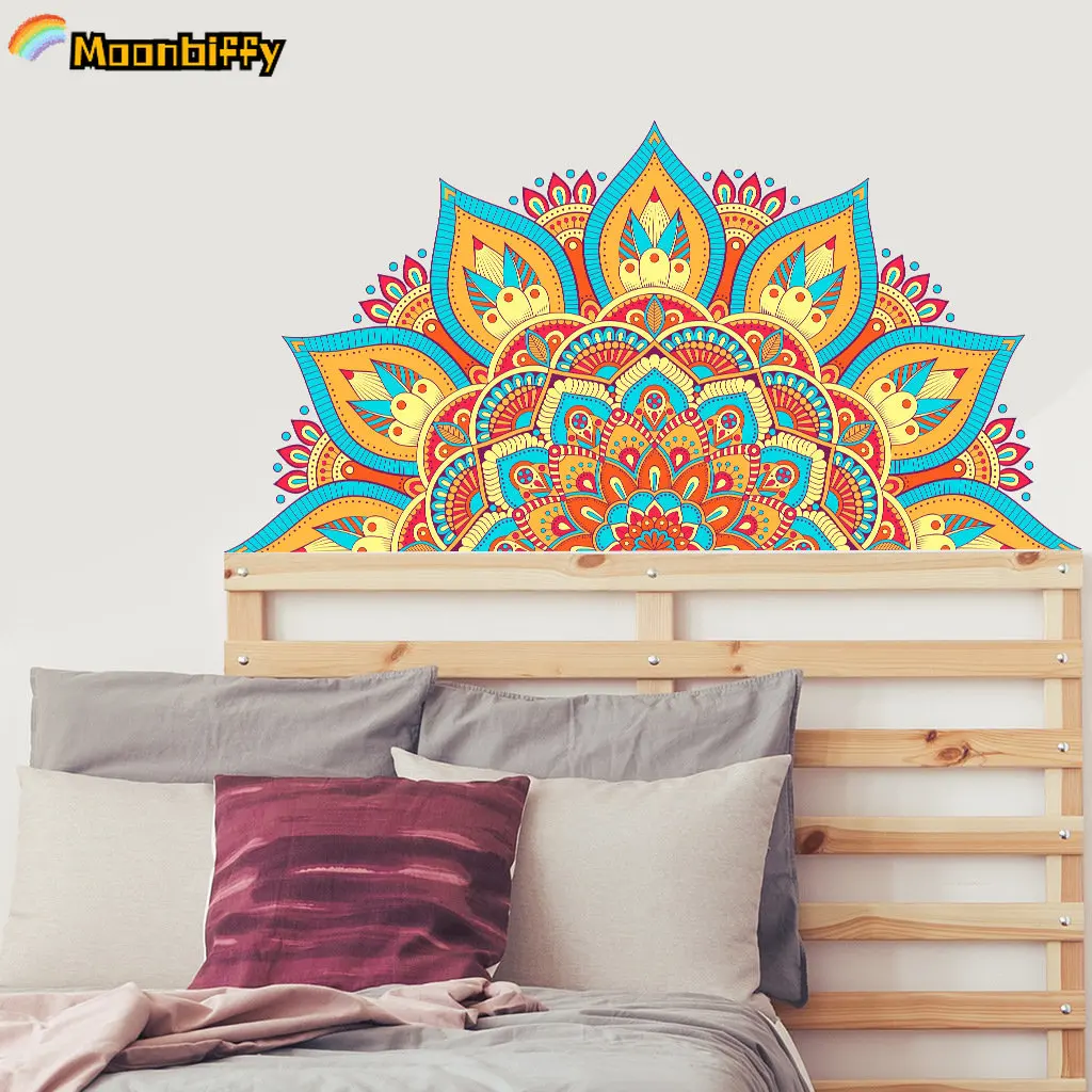 Colorful Mandala Lotus Flowers Wall Sticker Symbol Namaste Removable Vinyl Decal Decor Bedroom Meditation Yoga Studio Posters