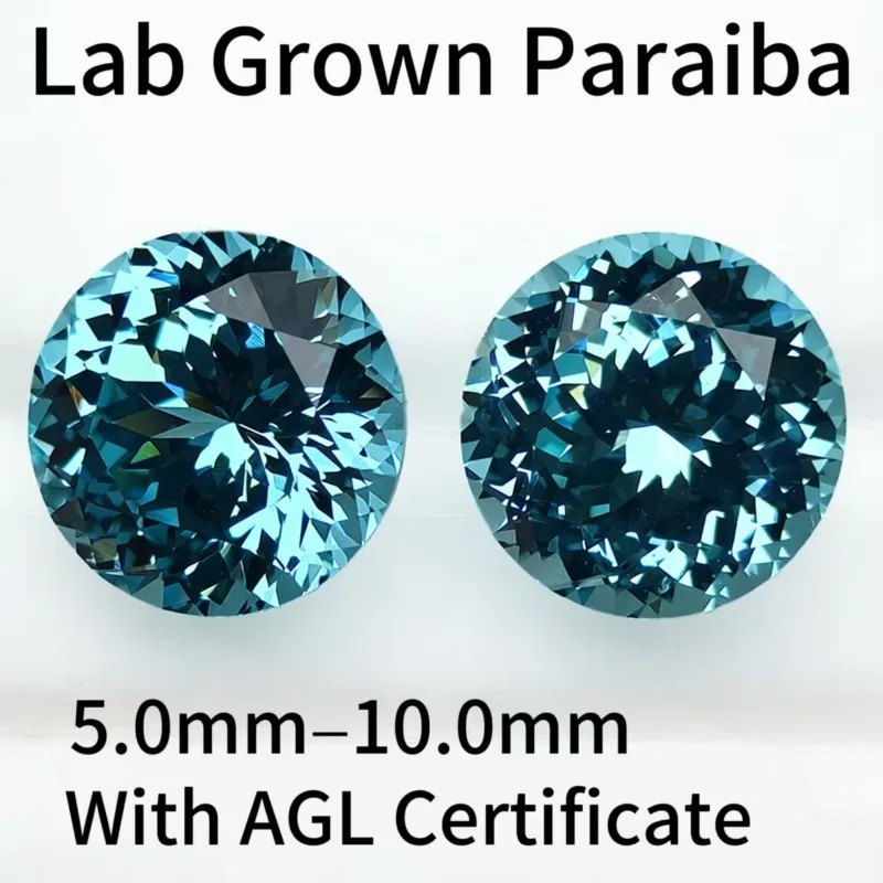 

Lab Grown Paraiba Gemstone Round 100 Faceted Cut Paraiba Neon Blue Blue for DIY Jewelry Making Wholesale Optional certificate