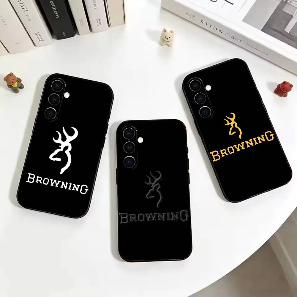 B-Browning pattern   Phone Case For Samsung Galaxy A73, A72,A70,A53,A52,A51,Soft Silicone Black Cover