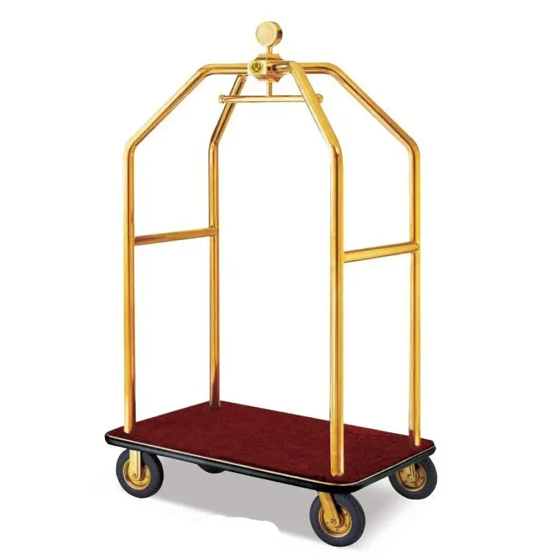 5 Star Hotel Custom Stainless Steel Crown Luggage Cart Birdcage Trolley