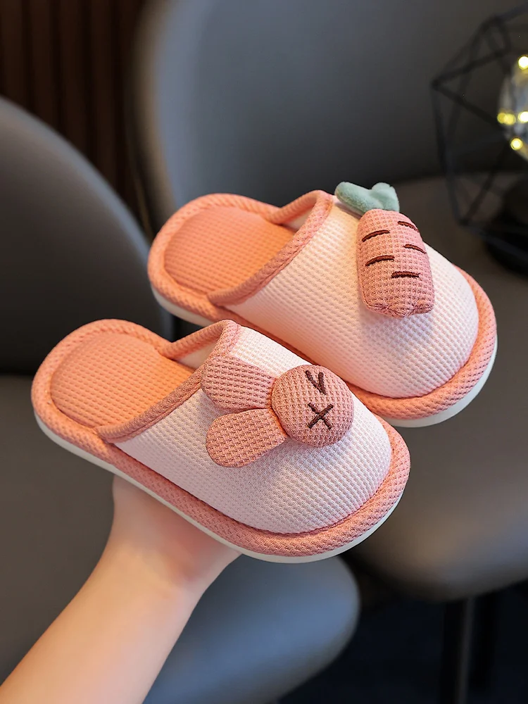 Home Plush Home Slippers Warm Kids Anti-Slip Children's Shoes Soft Cute for Women's Girl Boys Flip Flops Cartoon Winter Slippers