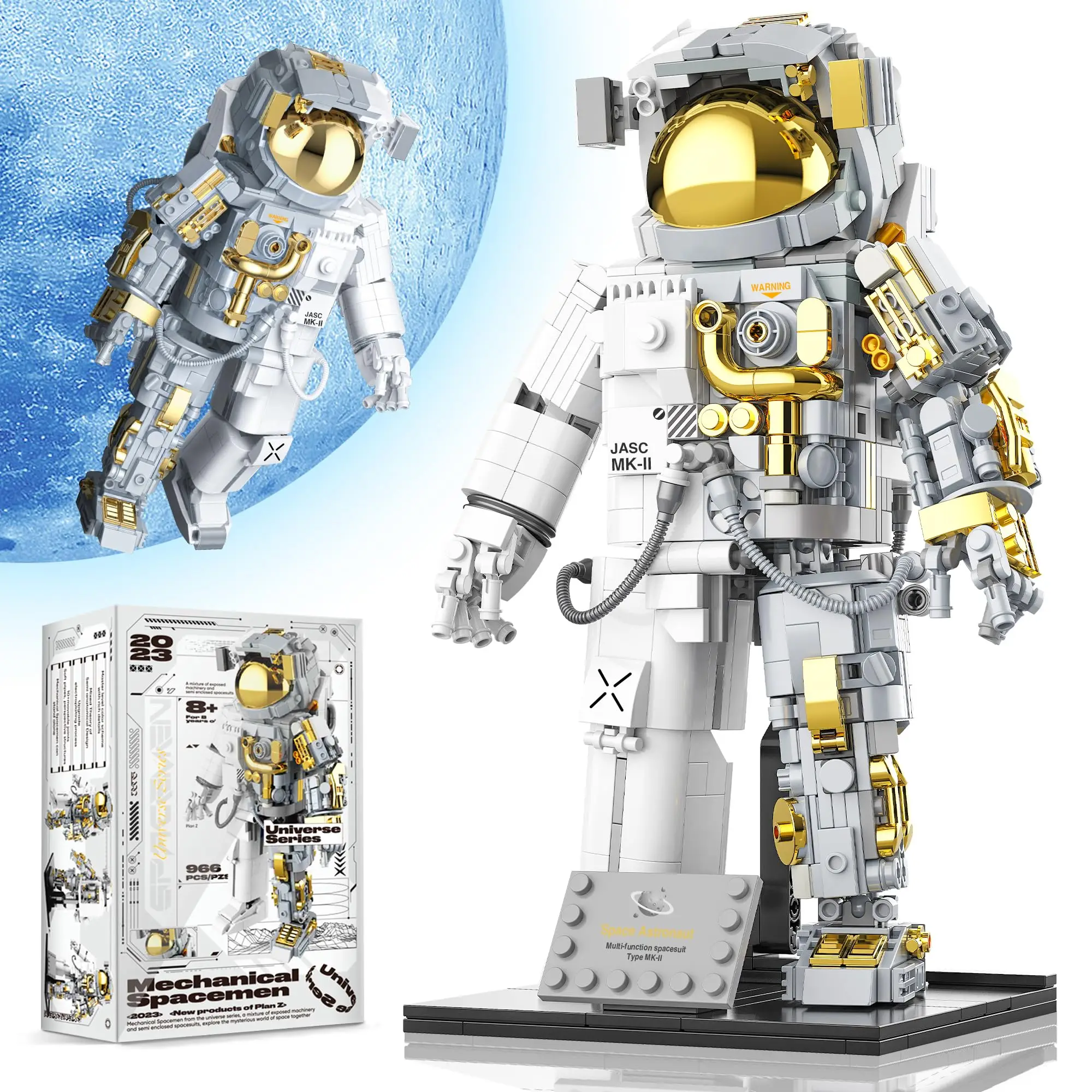 

966PCS Space Astronaut Building Blocks Set Model Adults Cool Spaceman Explorer Toy with Display Stand for Boy 8-12 Kids Gifts