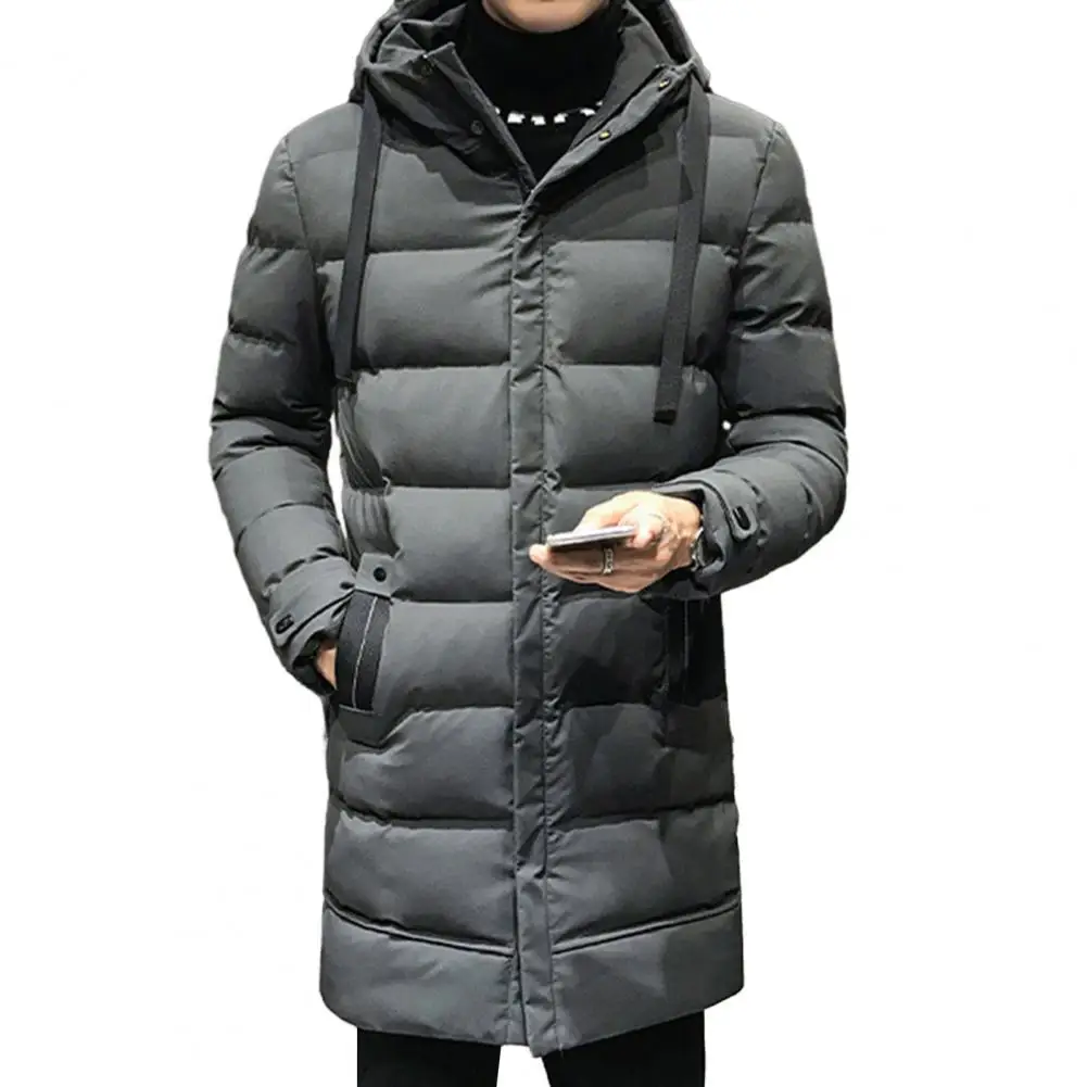 Cotton Coat with High Collar Mid-length Cotton Coat for Wind Protection Ultimate Warmth Men's Winter Parka Down Coat for Outdoor