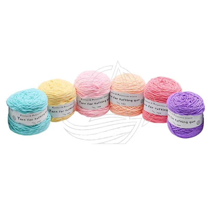 

6roll/set 200M Solid Tufting Yarn 8 Strands Cotton Yarn For Tufting Gun Monk Cloth 24Color Knitting Thread Poke embroidery