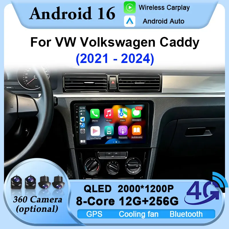 Radio para Auto con Android 16 y Carplay para VW Volkswagen Bora 2012 2013 2014 2015, Unidad Principal Bluetooth, Multimedia, GPS, Reproductor 4G, Estéreo