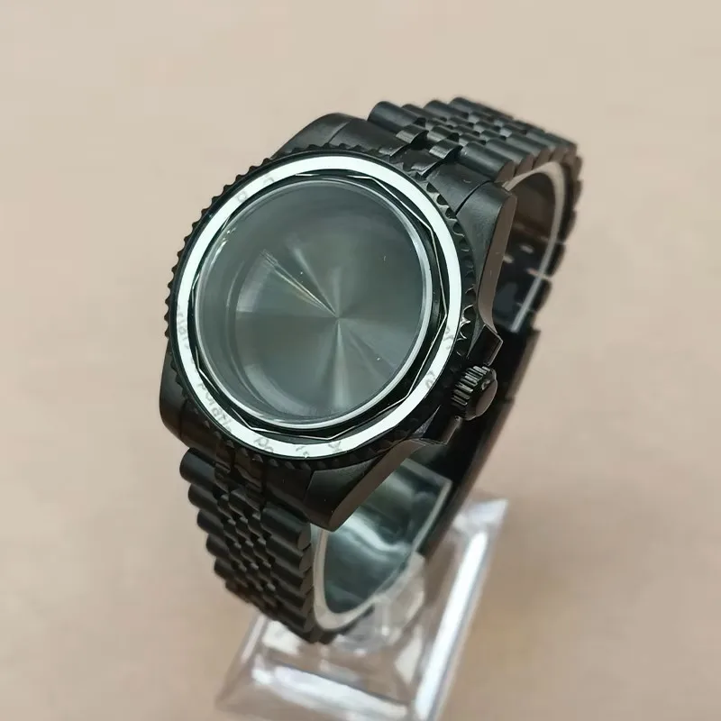 

40mm Black Watch Case Sapphire Glass Fits NH35 NH36 Movement Sapphire crystal glass Men's Watch Case Refit Parts