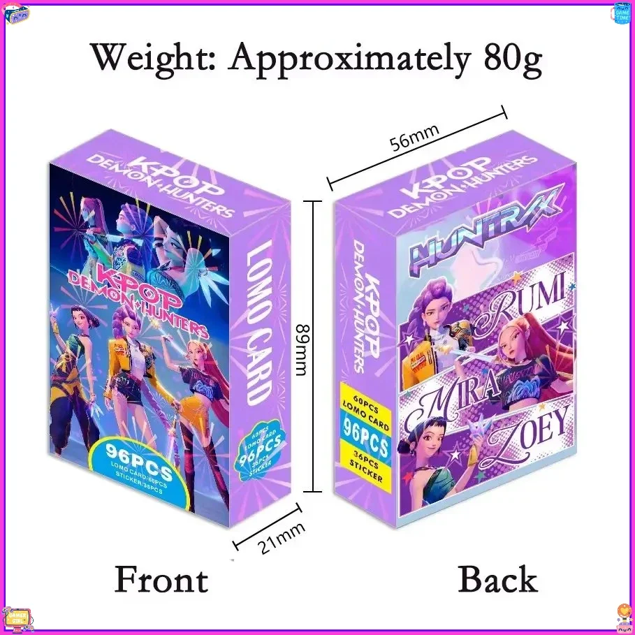 96 szt./pudełko Anime K-POP Demon Hunters Huntrix Karty LOMO i naklejki wodoodporne Kolekcjonerski zestaw kart dla fanów Karty holograficzne
