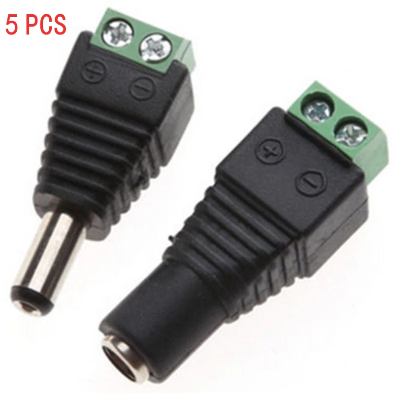 DC connector 2.1*5.5mm Light bar connector Male female connectors 1/2/5pcs dc power jack plugs,for 2835/5050/5730LED strip light