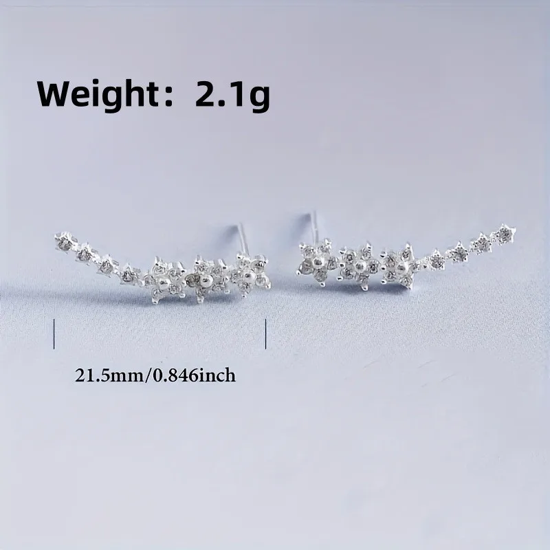 Dainty Rhinestone Flowers Ear Climbers Stud Earrings for Women Fashion Daisy Cuff Crawler Earings Bride Wedding Jewelry Gift - view 2