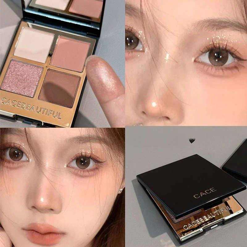 

four-color eyeshadow earth color pearlescent four-color easy to color long-lasting improvement complexion portable Makeup