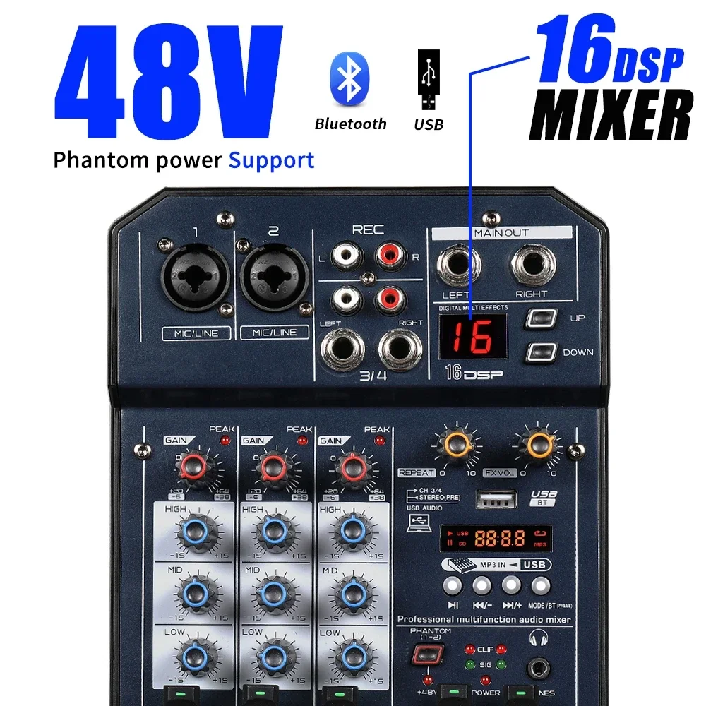 Sound Table T6 Audio Mixer 6-Channel Sound Card Processor Sound Controller Interface for PC Recording Streaming New Mixing Live