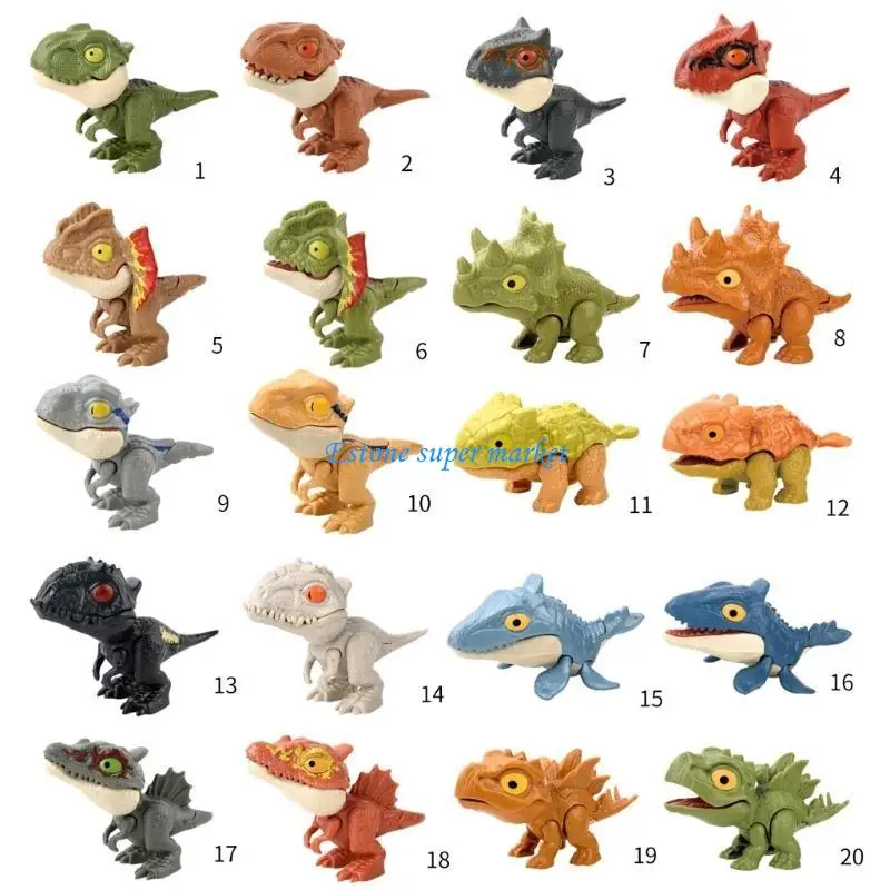 090B Finger Biting Dinosaur Model Figuur Joint Dinosaur voor Toddler Role Play Finger Puppet On Model Familie Activiteit