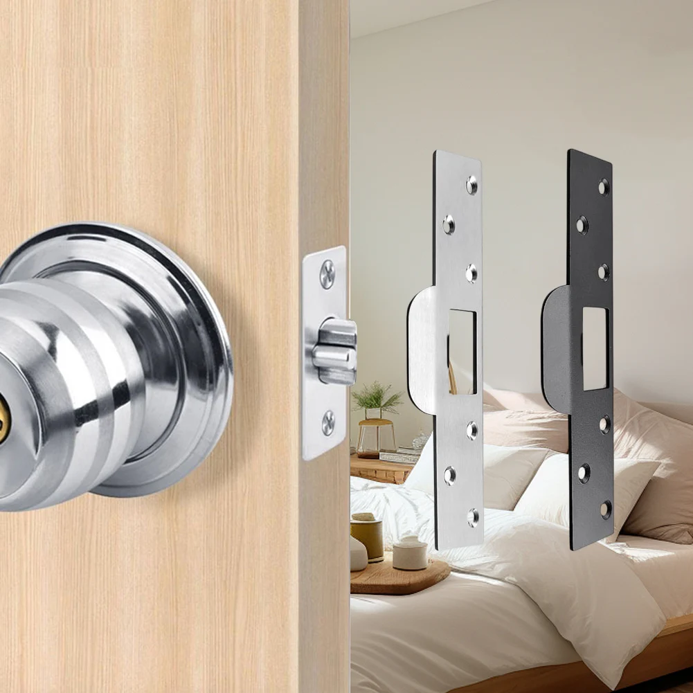 1pc Door Latch Reinforcement Plate With Screws Extra Long Door Strike Plate For Door Hardware Accessories