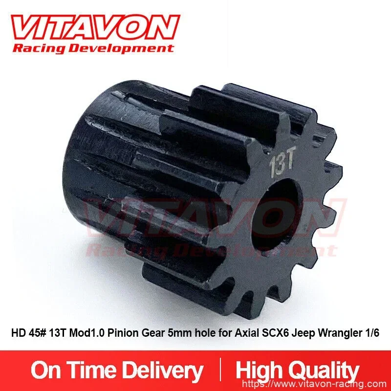 VITAVON Pinion Gear Mod 1.0 Bore 5mm13T HD 45# for Axial SCX6 Arrma 6S Sledge