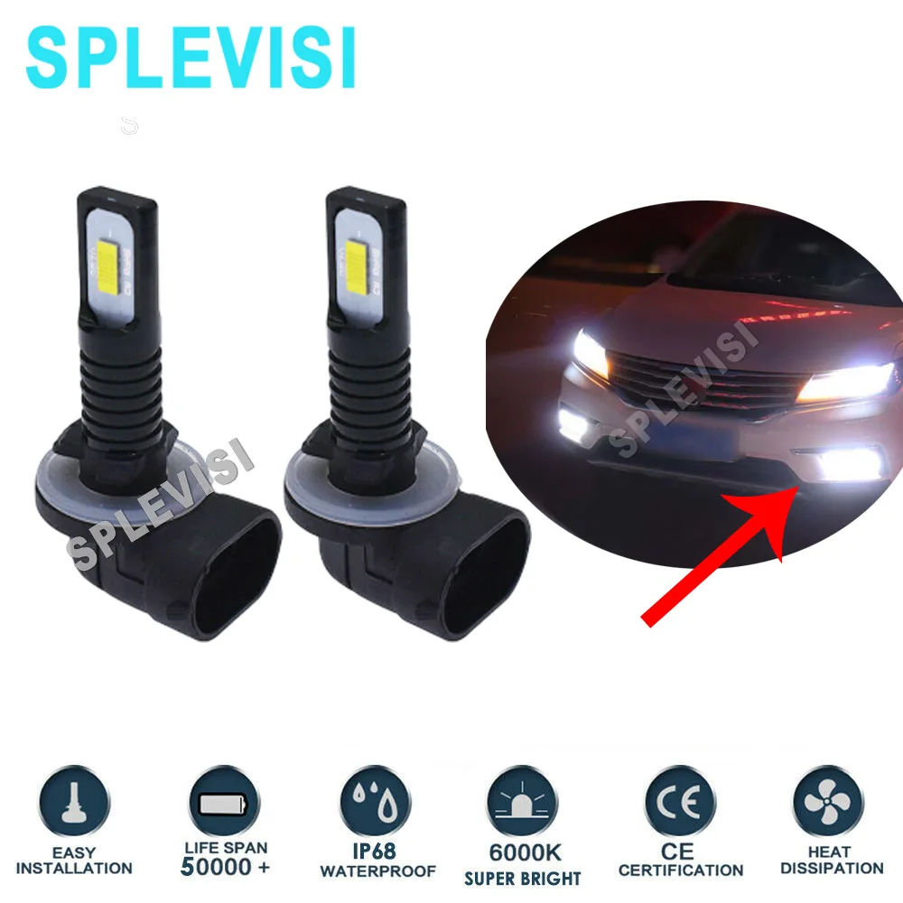 

2x 881 H27W/2 Car LED Fog Light Bulb HID White Kit 6000K For Hyundai Tucson JM 2004-2012 Getz 2005-2010 Accent III 2005-2010