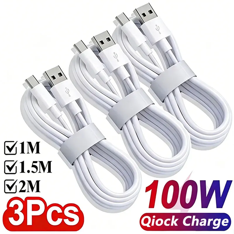 6A 100W Type C Fast Charging Cable Phone Charger USB C Data Cord For Huawei Mate 40 50 Honor Xiaomi Samsung Quick Charge Cable