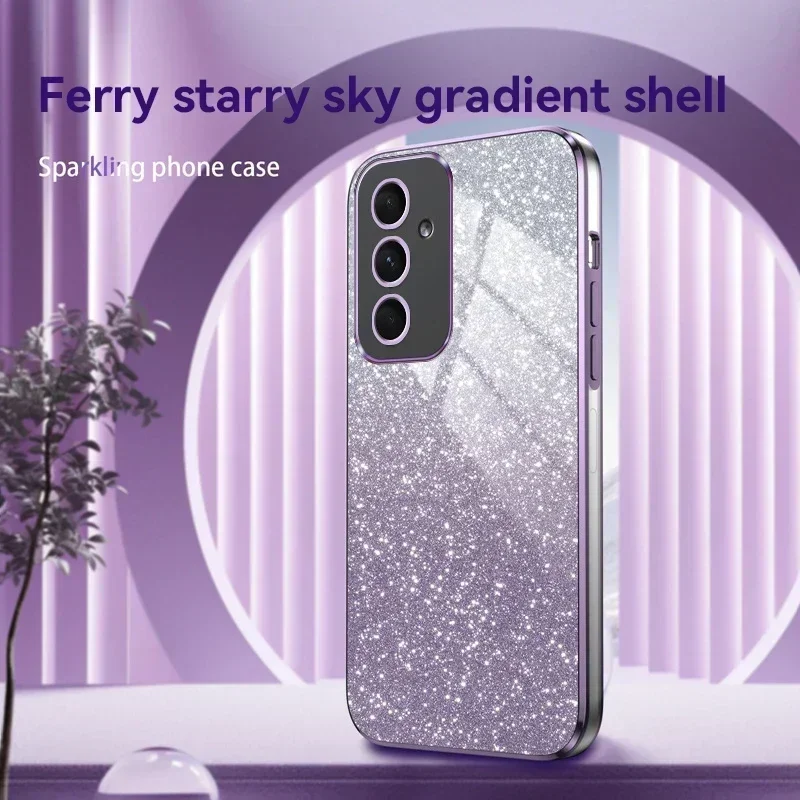 A 54 34 24 14 Luxury Gradient Glitter Plating Case For Samsung Galaxy A54 A34 A24 A14 4g 5g A04s 2023 Silicon Protect Back Cover