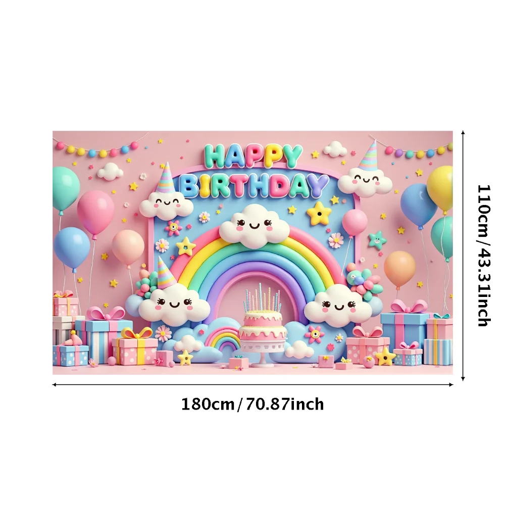 عيد ميلاد سعيد خلفية راية بالونات قوس قزح سحابة الطفل الأطفال حفلة عيد ميلاد الديكور خلفية التصوير الدعائم #6
