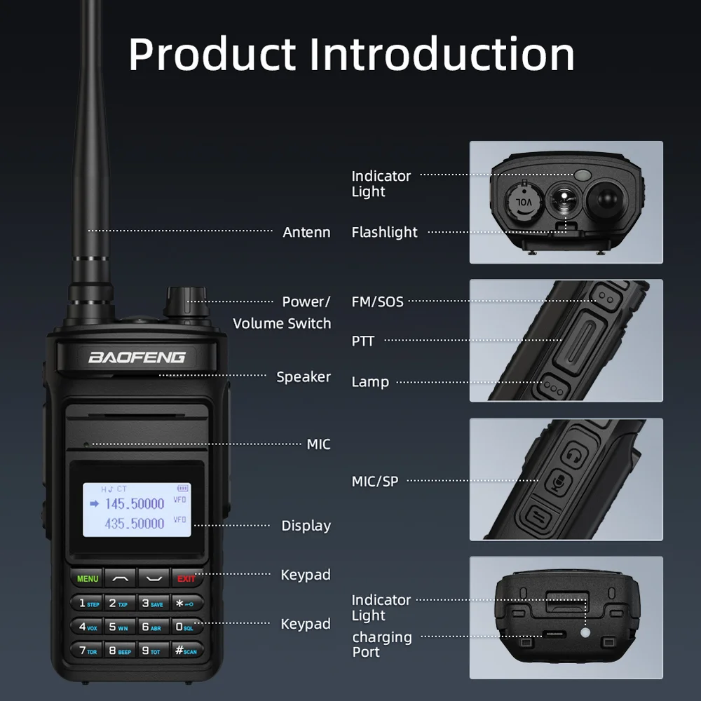 2026 Baofeng UV15 Pro Max True 10W Long Range FM Walkie Talkie 999 Channel Dual Band CB Ham Radio Type-C Charger Two Way Radio