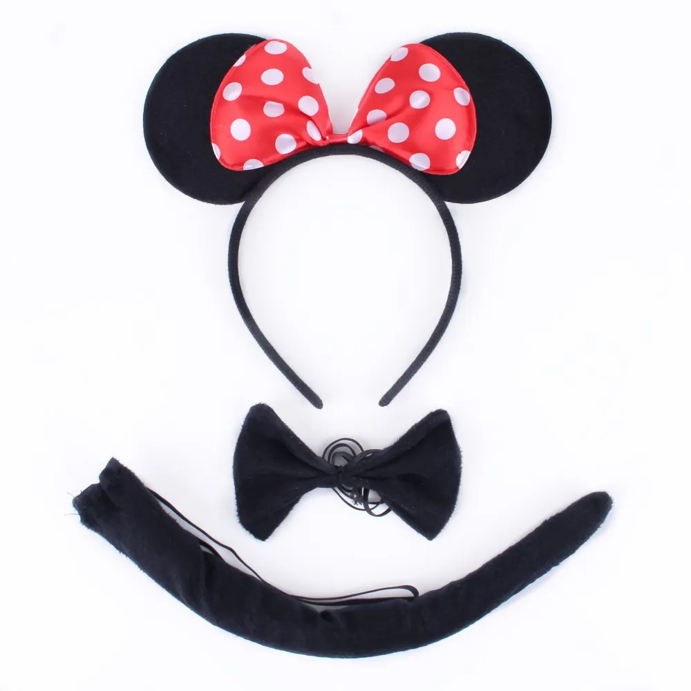 

Повязка на голову с ушками принцессы для девочек и галстуком-бабочкой, детские наборы ушей для косплея с мышью, детские аксессуары для Хэллоуина с животными COS, мыши