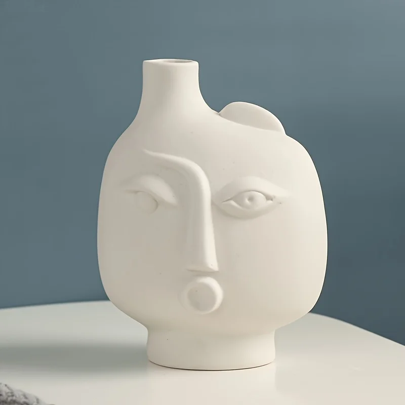 Nordic Abstract Face Vase Epoxy Resin Silicone Mold Minimalist Human Head Portrait Vase Concrete Cement Gypsum Silicone Mold
