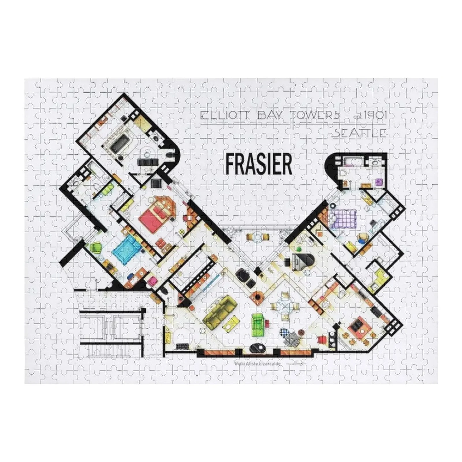 

Frasier Apartment Floorplan Jigsaw Puzzle Personalized Kids Gifts Baby Wooden Customized Toys For Kids Puzzle