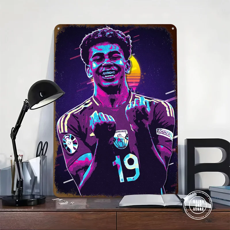 Lamine Yamal Style Retro Tinplate Poster Customized Wall Art Vintage Metal Signs Retro Tin Plaque for Office Decoration Gaming