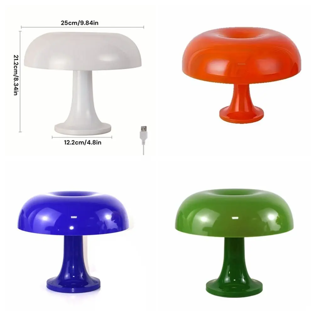 Modern Minimalist LED Mushroom Table Lamp USB Plug LED Lighting Desk Lights Decorative Dimmable Night Light Dormitory