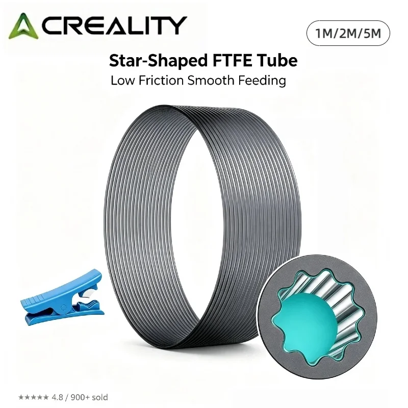 Creality Official PTFE Tube Low-Friction Star-Shaped Inner Channel 260°C High Temperature Tubing with Cutter 3D Printer Parts
