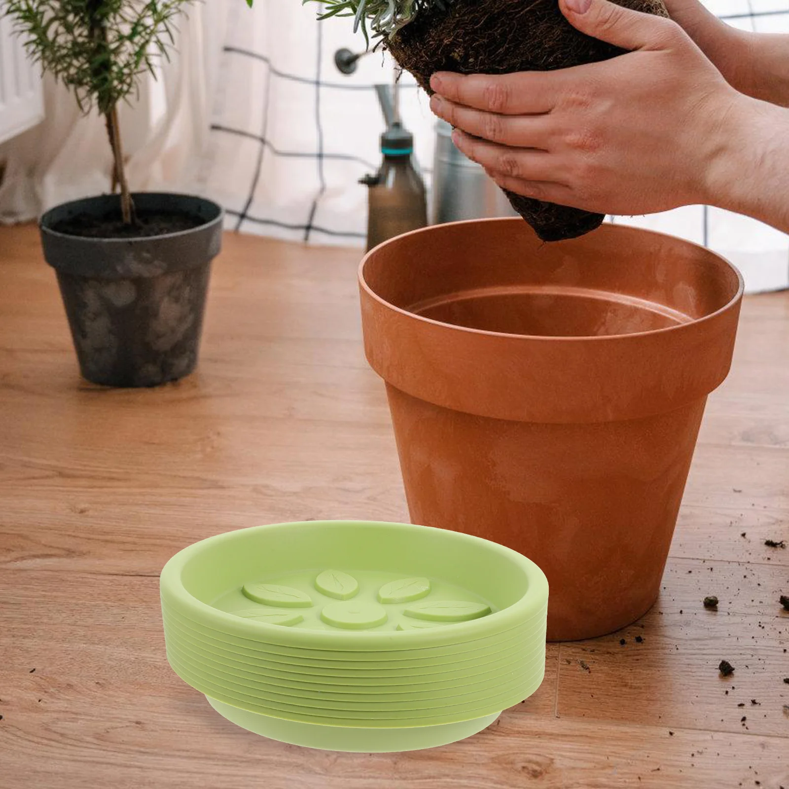 

10Pcs Round Plant Pot Tray Thick PP Plastic Indoor Outdoor Flowerpot Water Saucer Drip Tray Pot Drainage Base for Garden