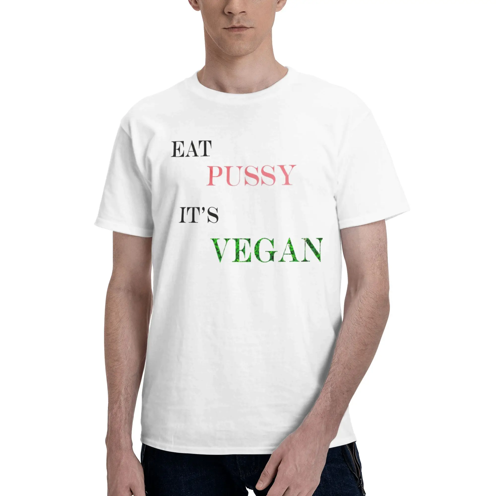 Mens Womens Eat Pssy Its Vegan Shirt 100% Cotton Graphic T-Shirt  Clothing Outfits