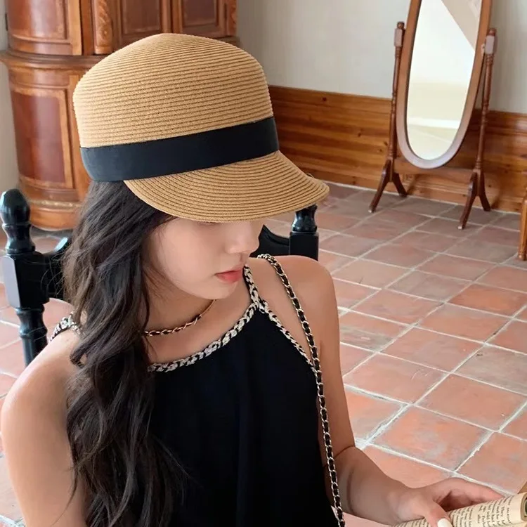 المرأة القوس قبة القش قبعة الوجه-تصميم صغير الحد من العمر الصيف قبعة واقية من الشمس السفر الشاطئ الفروسية الأشعة فوق البنفسجية حماية خمر نمط