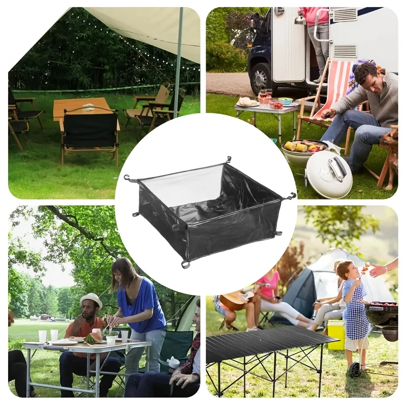 معلقة صافي سلة شبكية طاولة التخييم المنظم رف حقيبة صافي حقيبة تحت الطاولة حقيبة التخزين للخارجية نزهة تجهيزات المطابخ #6