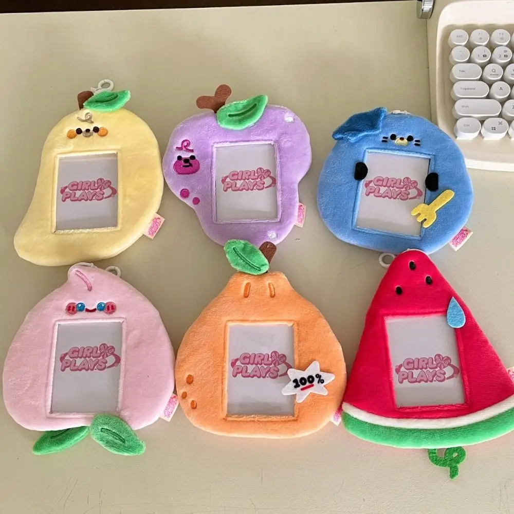 ID Card Cover With Keychain Pendant Plush Photocard Holder Cartoon Korean Style Bus Card Holder INS Fluffy Student