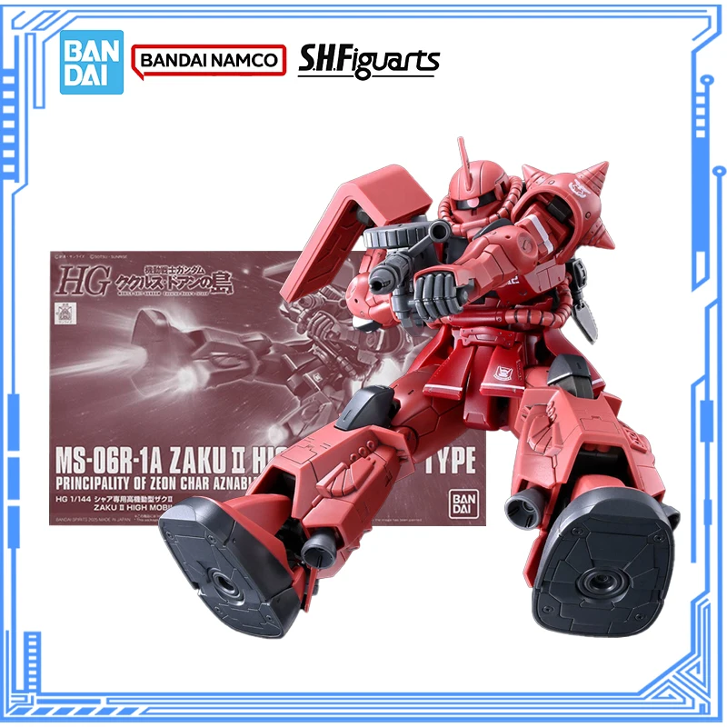 

Bandai натуральная модель Gundam, комплект аниме-фигурок HG 1/144 MS-06R-1A Zaku II, экшн-фигурка высокого мобильного типа, коллекция моделей, игрушки