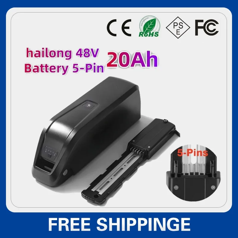 

New 20Ah E-bike Battery 48V 5-Pins Hailong 18650 21700 Cell Lithium Battery Pack For BAFANG Tongsheng Motor Electric Bike Kit