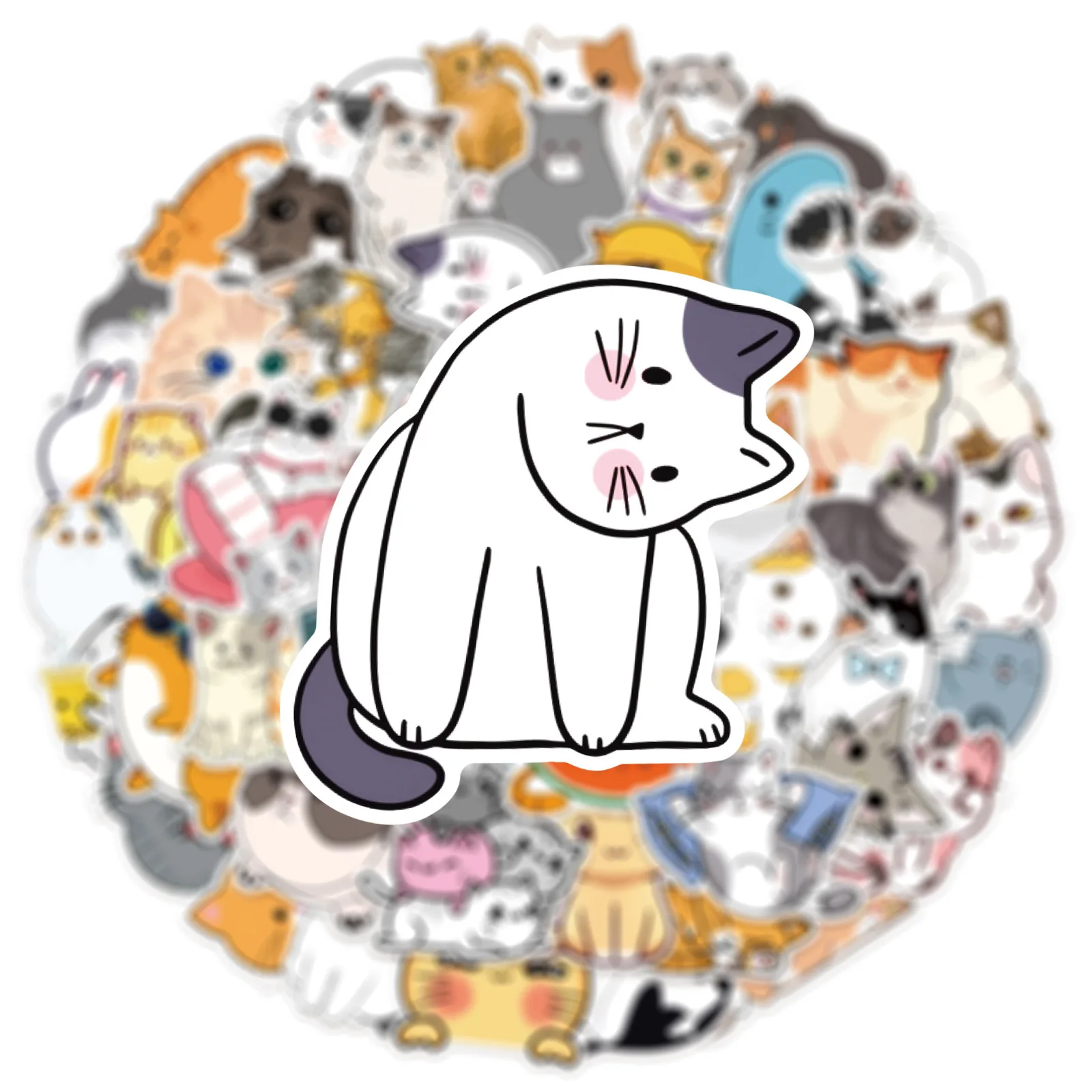 10/25/50pcs Cute Cartoon Cat Stickers Graffiti for DIY Waterproof Scrapbook Stationery Travel Luggage Water Bottle Phone Laptop