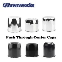 GTownworks 4pcs Push Through Center Caps for 3.13''/3.15''/4.25''/4.27''/5.15'‘Truck/Trailer Carbon Steel Car Accessories