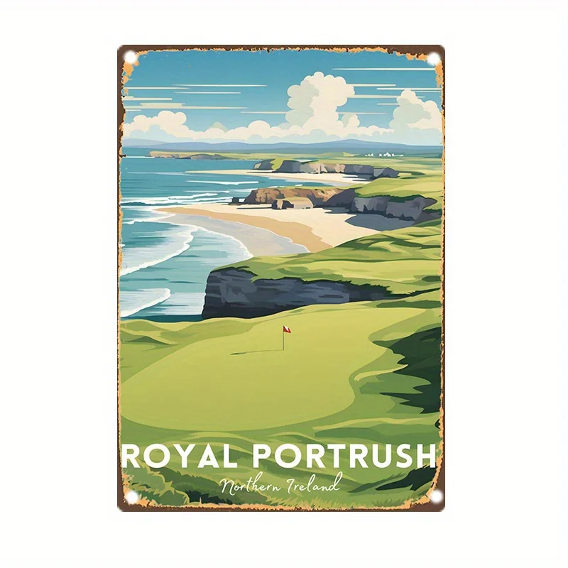 Vintage Iron Tin Sign: Royal Portrush Northern Ireland - es - Home Garden Bar Farm Office Wall Decoration - Artist's Drawing Set