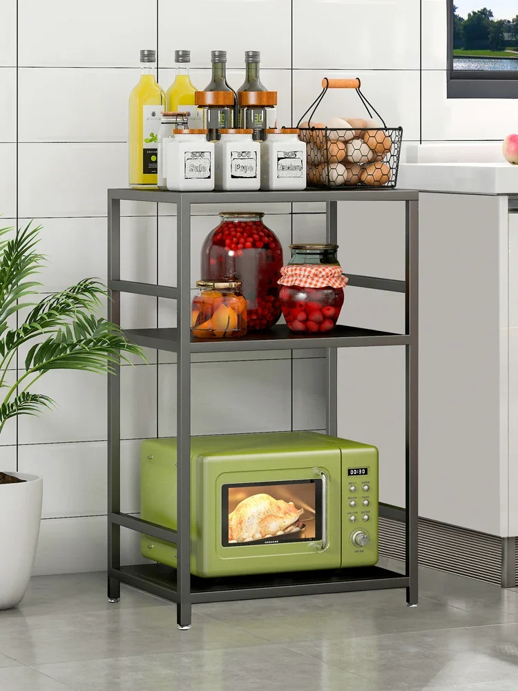 Kitchen floor storage rack, refrigerator side seam, multi-layer storage cabinet, marble oven, microwave oven storage rack