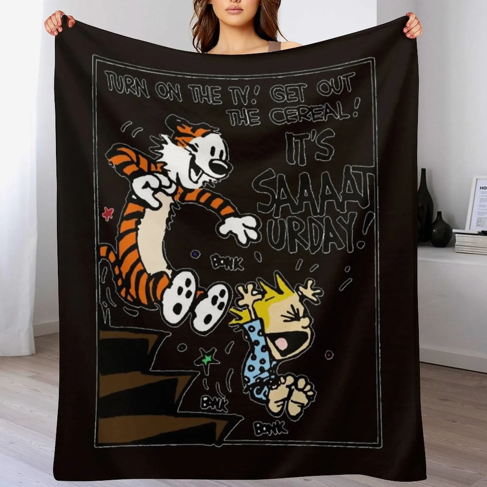 

Calvin and tiger Throw Blanket Cozy Napping Blanket Gift for Mom Dad