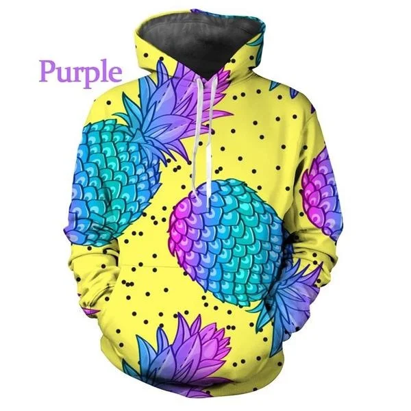 Novelty Colorful Fruit Pineapple 3D Printed Hoodie Funny Fashion Casual Personality Hip Hop Long Sleeve Cool Pullover