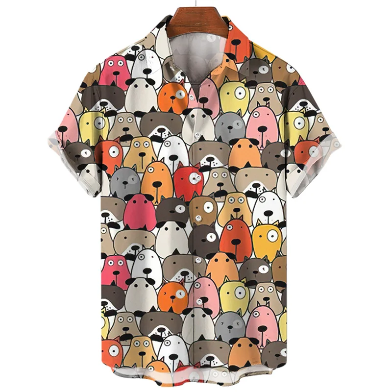 

2025 Cat Shirts For Men Trendy Y2k Streetwear Summer Simple Design Fashion Lapel Short Sleeve Women Shirt Tops Clothing