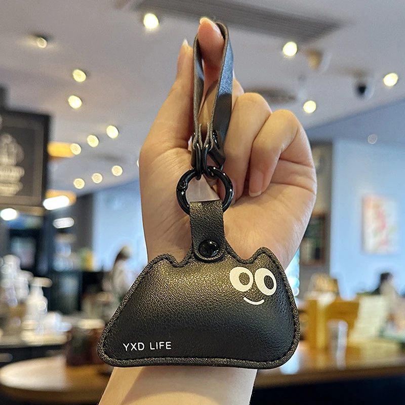 Cartoon Leather Black Cat Animal Pendant Keychain Personality Cute Blue Cloud Elf Men Women Bag Keys Chain Trinket Female Gifts