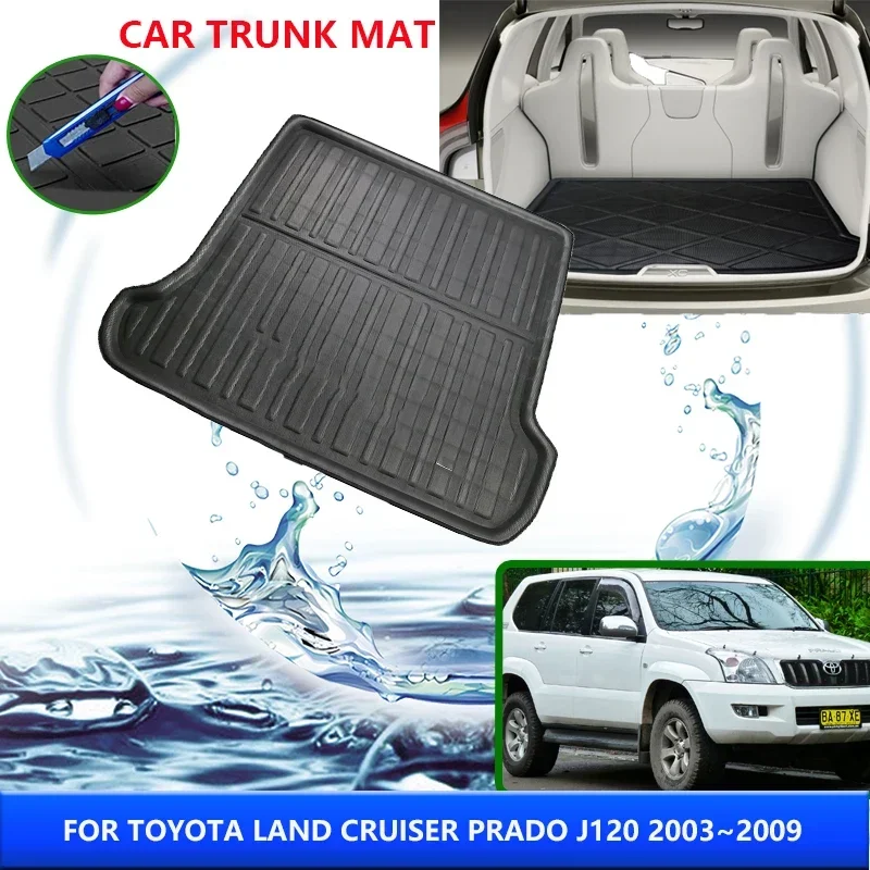 Trunk Mat For Toyota Land Cruiser Prado 120 J120 FJ120 LC120 Lexus GX 470 2003~2009 High Temperature Resistant Storage Pad Parts